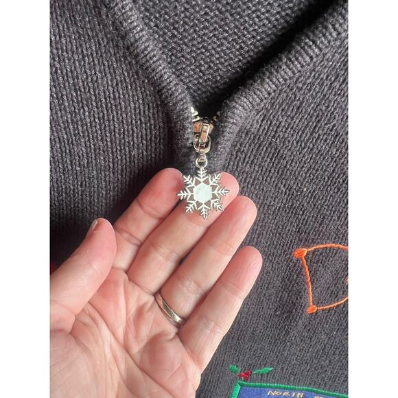 Bechamel Women Vintage 90s Novelty Cottage School Teacher Cardigan Zip Sweater M - Picture 12 of 13